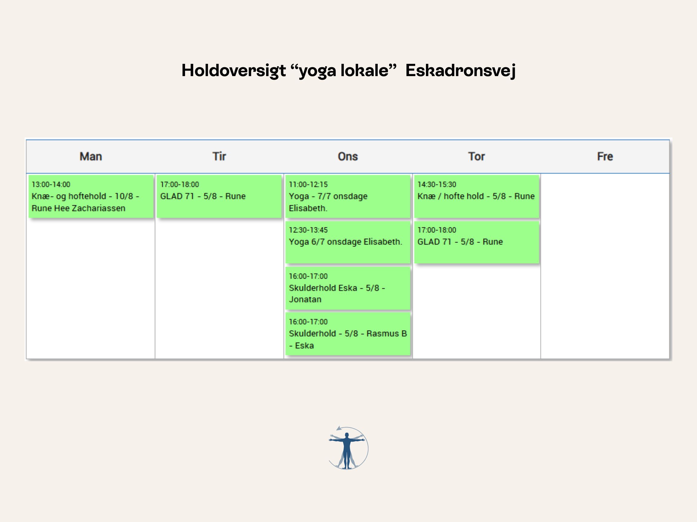 holdoversigt yoga